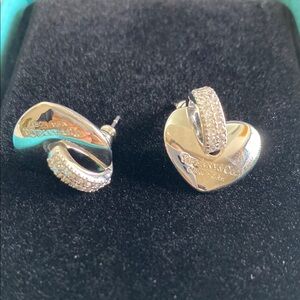 Tiffany & Co. Silver Heart Earrings with Sparkling Accents